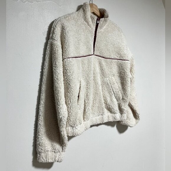 H&M Divided White Sherpa Teddy Fleece Pullover Jacket - Size Small - Picture 6 of 12